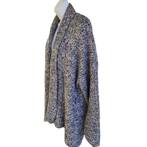 Lou & Grey Plus Size Cardigan Sweater XL Chunky Multi Speckle Gray Shawl Collar - Picture 2 of 7